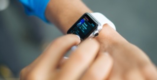 Closeup of a smart watch on a person's wrist